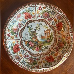 Vintage 1971 Daher Decorated Ware 10" Metal Bowl English‎ Roses Garden Sailboats